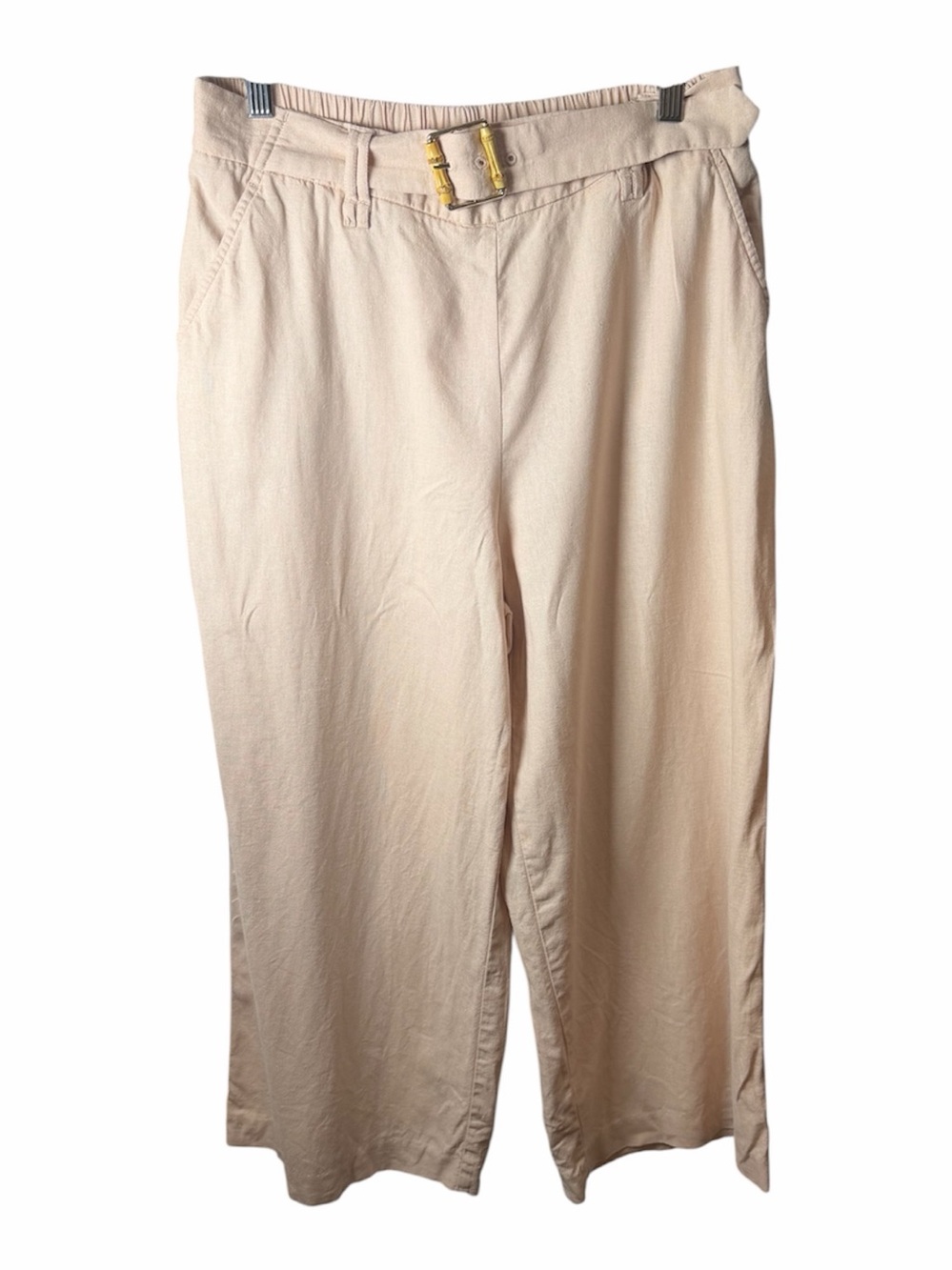 Sigrid Olsen Wide Leg Salmon Linen Pants with Elastic Waist. Size Large.